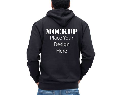 Black Hoodie Mock up Bundle Back Front Side JPED PSD FILE Adult Blank ...