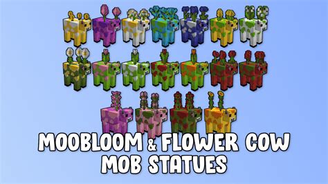 Moobloom & Flower Cow Mob Statues Minecraft Map