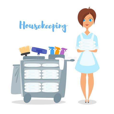 Vector Cartoon Style Illustration of Hotel Housekeeper. Stock Vector ...