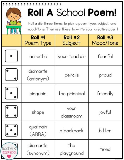 Roll A Poem - Poetry Activity | Poetry activities, Teaching poetry ...