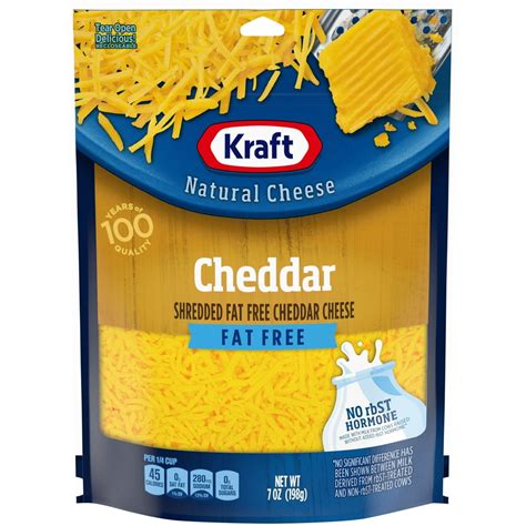 Kraft Cheddar Fat Free Shredded Cheese, 7 oz Bag - Walmart.com - Walmart.com