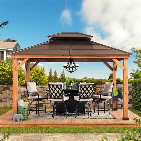 Sunjoy Wooden Hardtop Gazebo for Sale 11x13 for Outdoor Backyard Patio | Backyard shade, Patio ...