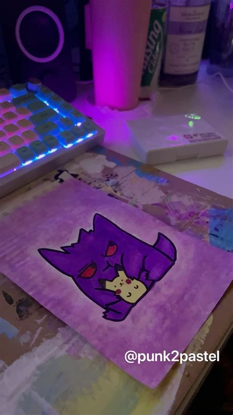 Squishmallow Pokémon Gengar and Pikachu 💜 in 2023 | Watercolor sketching and journaling ...