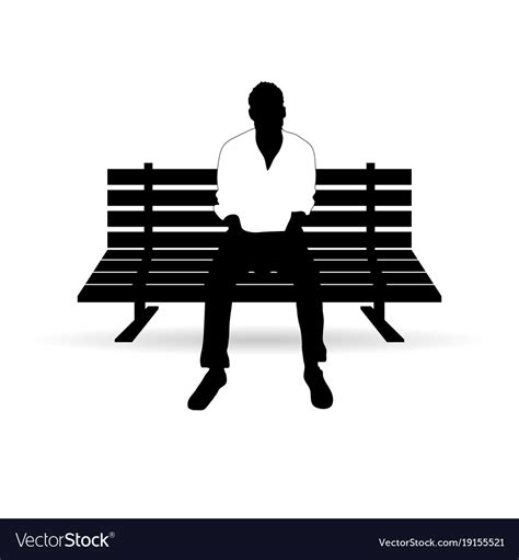 Man silhouette sitting on bench Royalty Free Vector Image