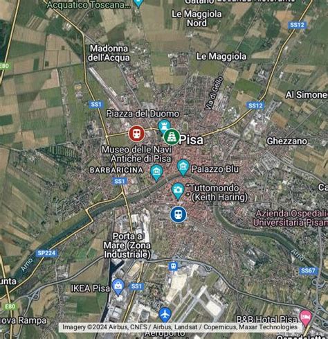 Pisa showing leaning tower & stations - Google My Maps