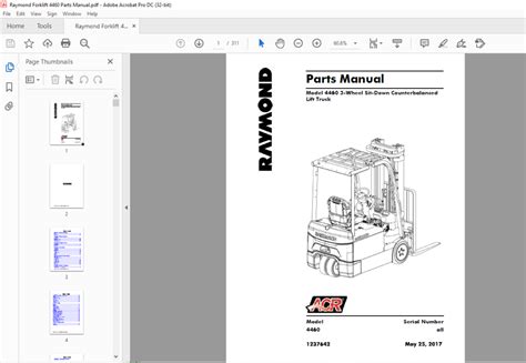 Raymond Forklift 4460 3-Wheel Sit-Down Counterbalanced Lift Truck Parts ...