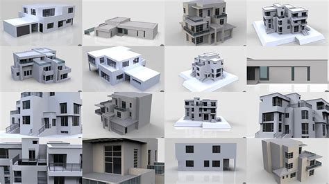 3D Model Collection Modern Building Pack VR / AR / low-poly | CGTrader