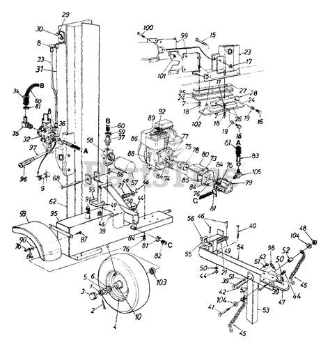 White Outdoor 246-633-190 - White Outdoor 22-Ton Log Splitter (1996) Main Assembly Parts Lookup ...