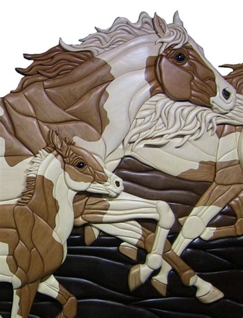 WILD HORSES by Kathy Wise - Intarsia Wood Art THIS ENTRY IS FOR SALE; "Wild Horses" is a ...