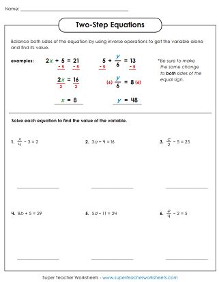 two step equation worksheets - two step equations worksheets math monks - Elisabeth Calderon