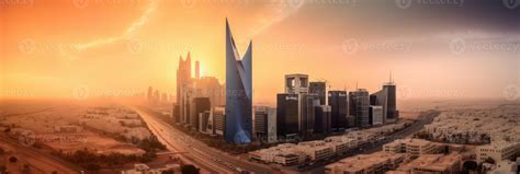 Panoramic City Shot of Riyadh Showing Skyline Landmarks, Office and Residential Buildings During ...