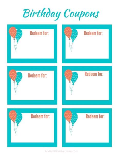 Printable Birthday Coupons - a DIY Birthday Gift Idea