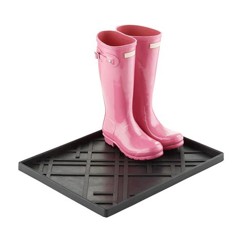 Small Black Lines Shoe & Boot Tray | The Container Store