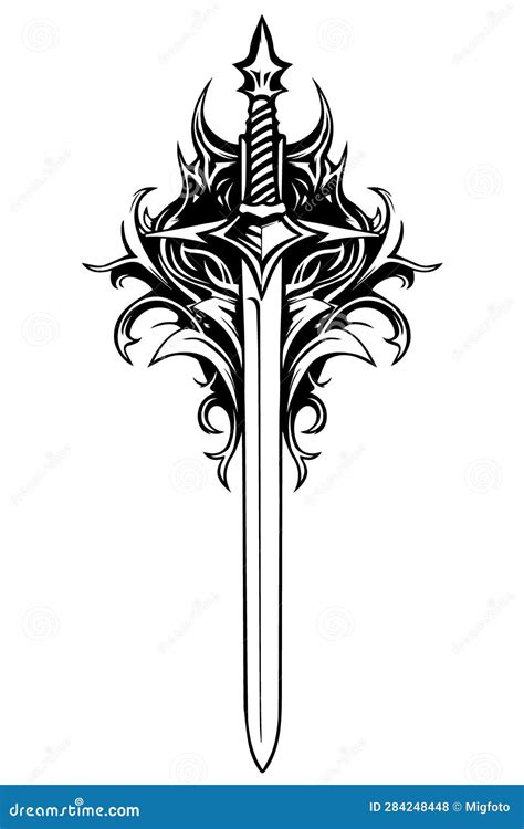 Knight sword tattoo. stock illustration. Illustration of warrior - 284248448