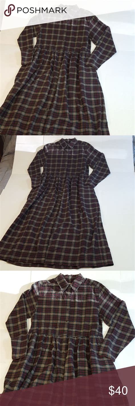 Eddie Bauer Flannel Long Dress Plaid Large Tall | Women long dresses ...