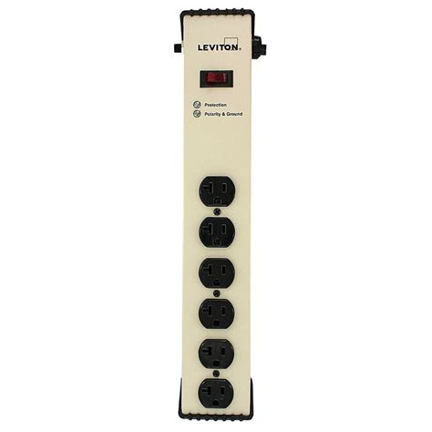 Leviton 20 Amp Heavy Duty Surge Protected 6-Outlet Power Strip, On/Off Switch, 6 Foot Cord ...