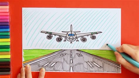 How to draw a plane landing on runway - YouTube