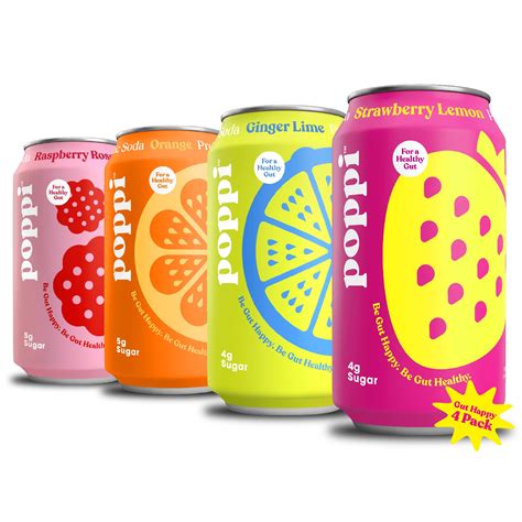 POPPI Sparkling Prebiotic Soda 4-Pack - Gut Health & Immunity Benefits - Apple Cider Vinegar ...