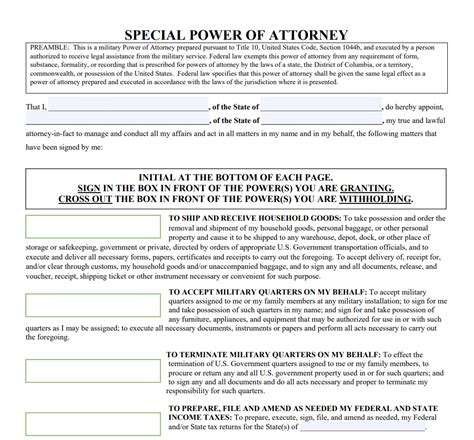 Military Power of Attorney | Forms - Docs - 2023