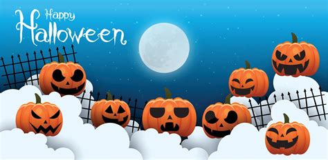 Halloween sale facebook cover page timeline, web ad banner template with pumpkins, bats and ...