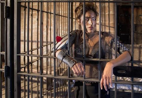 Tough Woman in Jail stock image. Image of model, jail - 3483681