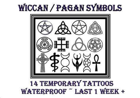 WICCAN PAGAN WITCHCRAFT SYMBOLS temporary TATTOOS waterproof LAST 1WEEK ...