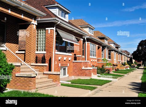 Neat row of bungalow-styled homes in the Chicago South Side ...