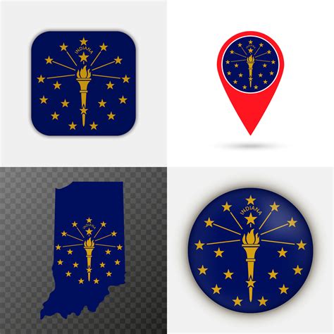 Set of Indiana state flag. Vector illustration. 15260555 Vector Art at ...