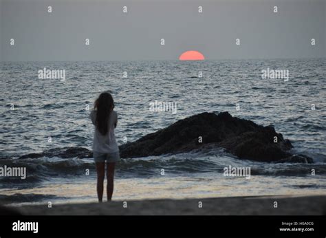 India Goa beach sunset Stock Photo - Alamy