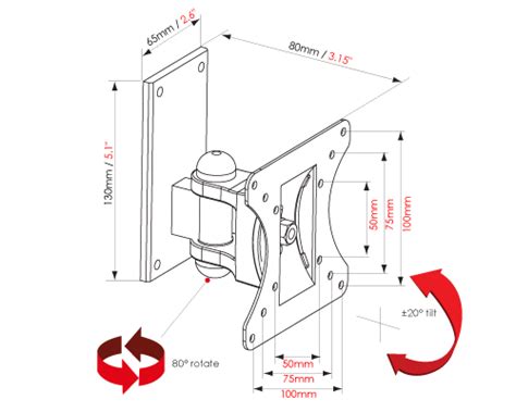 Fully flexible swivel TV bracket version 1 For 10"-19" TVs