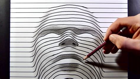 Line Paper Face Drawing - Trick Art Illusion 2018 - YouTube