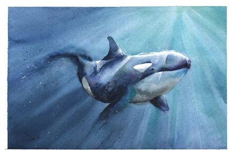 ORCA ART PRINT watercolor orca painting orca print whale