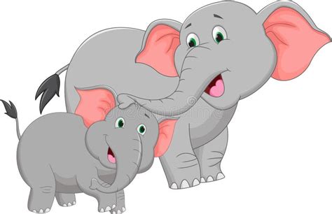 Mother And Baby Elephant Cartoon Stock Vector - Illustration of ...