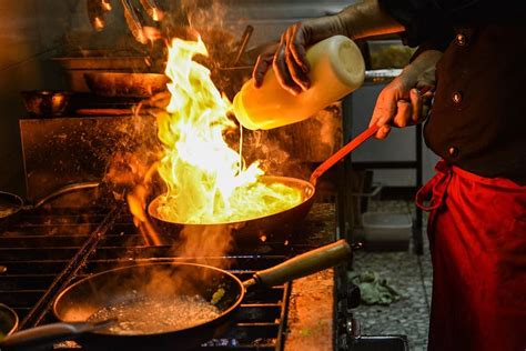 HD wallpaper: person cooking on black frying pan with fire on top ...