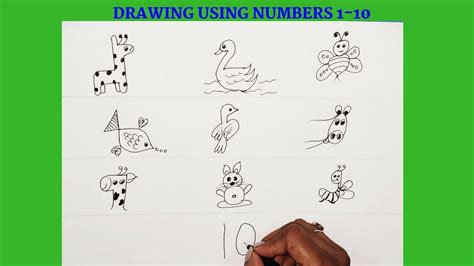 Animals Drawing Using Numbers 1 To 9