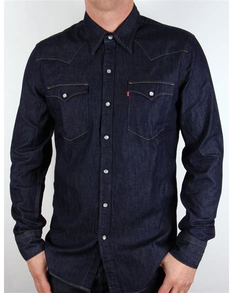 Levis Barstow Western Shirt Dark Denim,mens