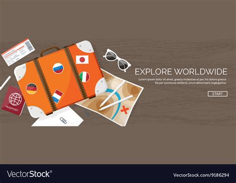 Travel and tourism flat style world earth map Vector Image