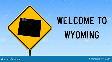 Wyoming map on road sign. stock vector. Illustration of outline - 126785025