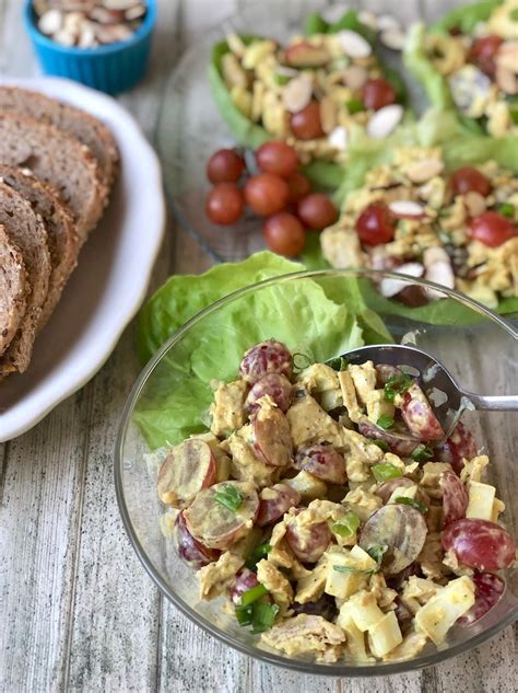 Curried Vegan "Chicken Salad" with Grapes and Almonds