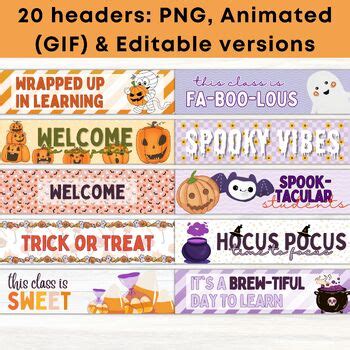 Halloween Google Classroom Header Fall Animated Banner for Distance ...