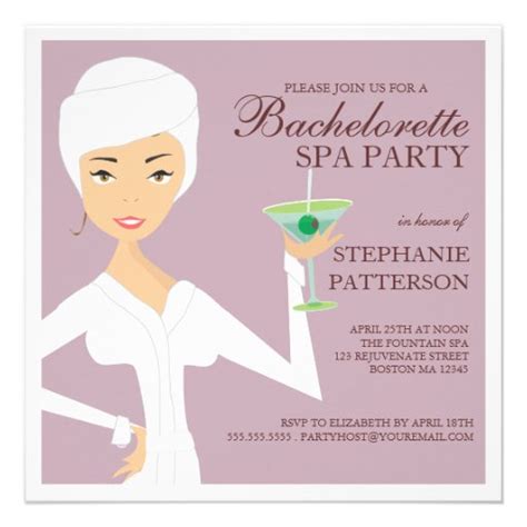 Modern Bride Bachelorette Spa Party Invitation