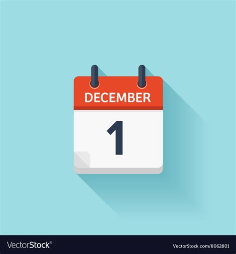 December 1 flat daily calendar icon date Vector Image