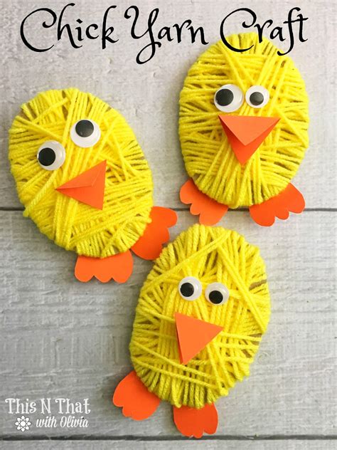 Chick Yarn Craft for Easter | ThisNThatwithOlivia.com