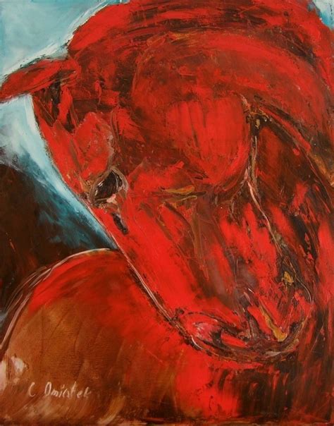 RED HORSE Impasto Original Oil Painting Expressionist Art Portrait ...