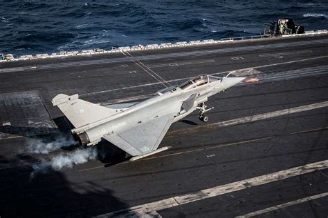 A French navy Rafale Marine aircraft from the aircraft carrier FS Charles De Gaulle (R91 ...