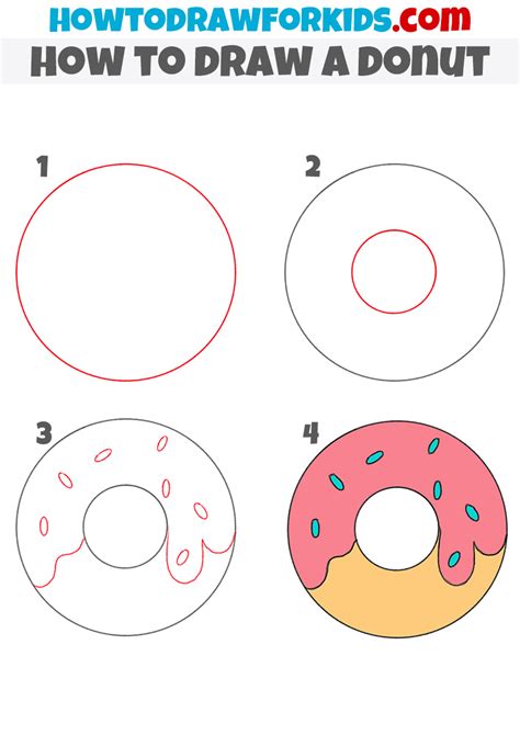 How to Draw a Donut for Kindergarten - Easy Drawing Tutorial For Kids