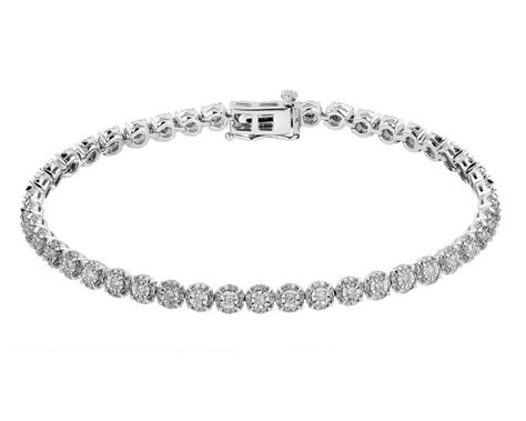 Rhodium-Plated White Gold Tennis Bracelet with Diamonds 1 ct - fineness 14 K - Ref No 172.128 ...