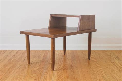 Mid Century Walnut Step Side Table - MCM / End Table / Storage Table Storage, Vintage Mid ...