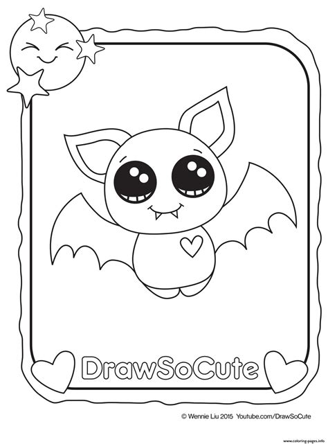 Halloween Bat Draw So Cute Coloring page Printable