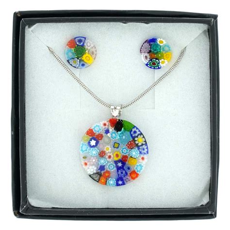 Murano Glass Necklace and Earrings Sets | Murano Glass Millefiori ...